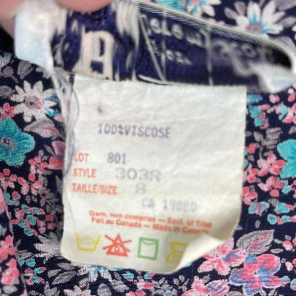 VINTAGE Liberty Floral Jeremy Scott Braemar Button Front Blouse Pink Blue Size 8 - Picture 11 of 13